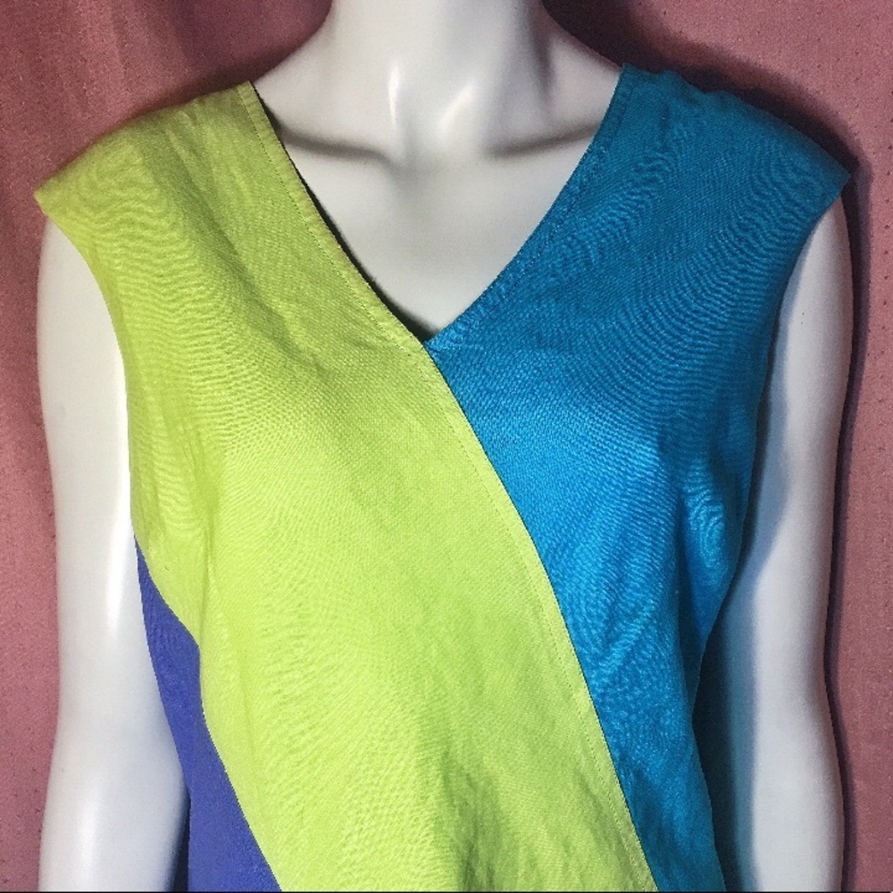 Kasper Color Block Shift Sheath Dress Vintage - image 4